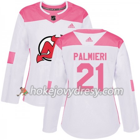 Dámské Hokejový Dres New Jersey Devils Kyle Palmieri 21 Bílá 2017-2018 Adidas Růžová Fashion Authentic